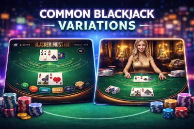Online blackjack game interface comparing two blackjack table variations